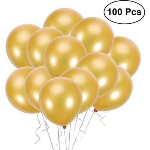 100pcs 10 Inch Pearl Latex Balloon Set Birthday Party Balloons Celebration Decorations(Golden)