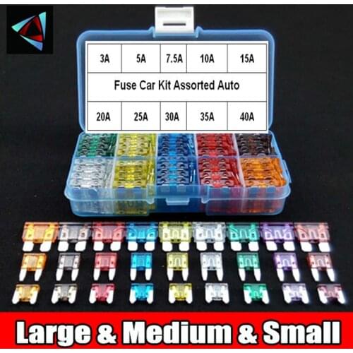 100PCS Car Fuses 2A 3A 5A 7.5A 10A 15A 20A 25A 30A 35A Amp with Box Clip Assortment Auto Blade Type Fuse Set Truck