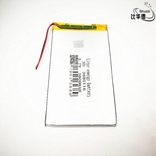 10pcs Good Qulity 3.7V,5000mAH 3880116 Polymer lithium ion / Li-ion battery for tablet pc 7 inch 8 inch 9inch