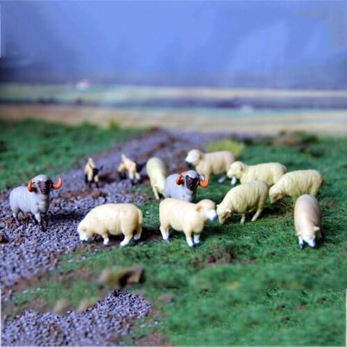 12Pcs/Set 1/32 Scale American Country Pastoral Style Diorama Sheep Model Toys Statuette Farm Scenes Decor Miniature Landscape