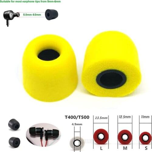 2 pcs/1pair ANJIRUI T400 yellow M 12.5mm 4.9mm Caliber Ear Pads/cap Meets memory foam pads for headphones internal tips Sponge