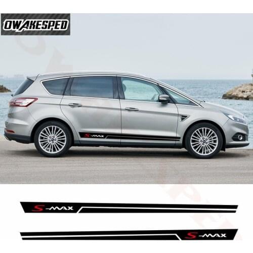 2 pcs Car Door Side Skirt Sticker For Ford S-MAX Racing Sport Styling Auto Body Decor Vinyl Decals Exterior Accessories