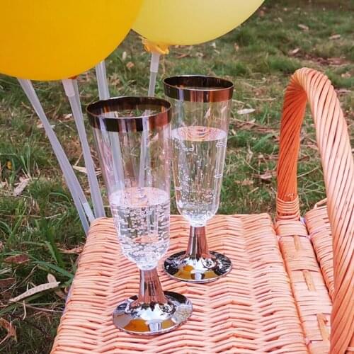 30pcs Champagne Glasses 180ML Disposable Goblet Sparkling Cocktail Glass Wedding Bar Party