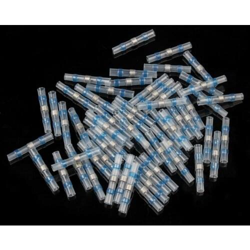 50PCS Solder Seal Wire Connectors Waterproof Heat Shrink Butt Connectors Electrical Wire Terminals Insulated Butt Splices