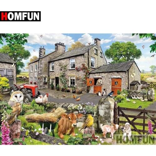HOMFUN Full Square/Round Drill 5D DIY Diamond Painting "House landscape"Embroidery Cross Stitch 3D Home Decor Gift A17527