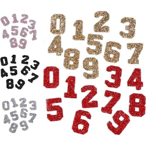 10pcs/lot 0-9 3D Digital Rhinestone Drill Hot Patch Rhinestone Iron on Number Patches DIY Appliques sequin applique for clothes