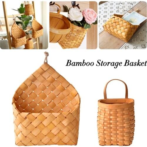 Bamboo Woven Storage Baskets Garden Rattan Planter Potted Basket Organizer Home Laundry Basket with Handle Home Accessories