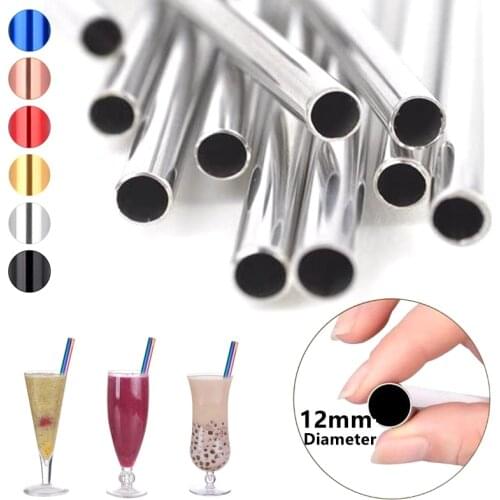 Large Wide Reusable Metal Smoothie Straws Reusable Eco-friendly 304 Stainless Steel Boba Bubble Straw for Bar Drinking Accessory