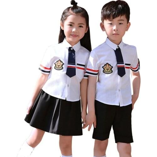 Brand Boys Formal Birthday Dress School Performance Uniform Girls Ceremonial Wedding Skirt Shirts Set Bowtie Children Suit
