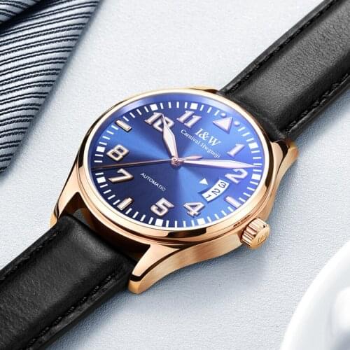 Carnival Mens Classic Luminous Series Mechanical Watches Waterproof Genuine Leather Brand Luxury Watch Men Relogio Masculino