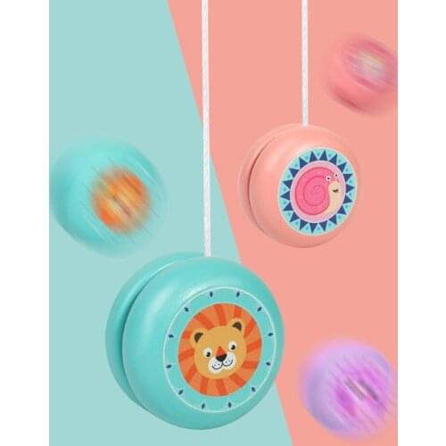 Wood Yo Yos Toys Animal Pattern Yoyo Ball Thread Control for Birthday Carnival Kids Children Prizes Gift