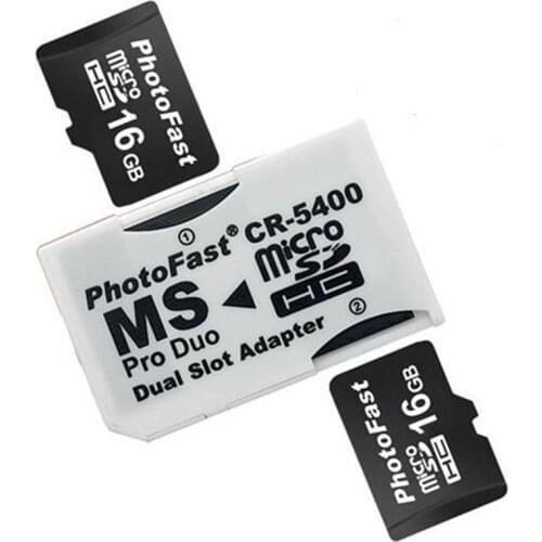 Dual 2 Slot Super Speed Card Reader Micro SD TF to Memory Stick MS Pro Adapter White Duo for Camera PSP