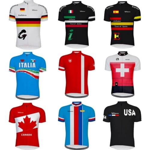 Breathable Unisex national team Cycling Jersey Spain Spring Anti-Pilling Eco-Friendly Bike Clothing Road Team Bicycle Wear Shirt