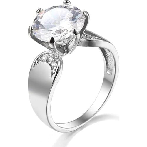 High Quality Luxury Six Claw Ring Austria Crystal Zircon Ring Wedding Anniversary Gifts for Women Engagement Party Jewelry Ring
