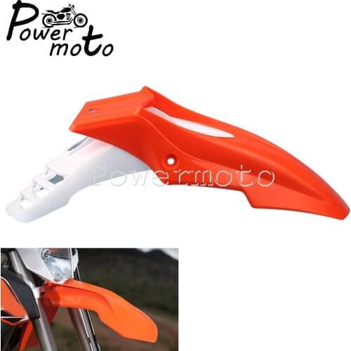 For EXC EX XC XCF Kawasaki Motorcycle Orange White Front Fender Mud Guard Mudguard Cover Motocross Dirt Bike MX Enduro Universal