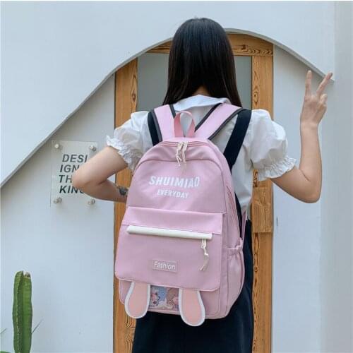 ABQP Cute Shape College Girls School Backpack Large Capacity Rabbit Ear Womens Travel Backpack Bags Laptop Backpack For Women