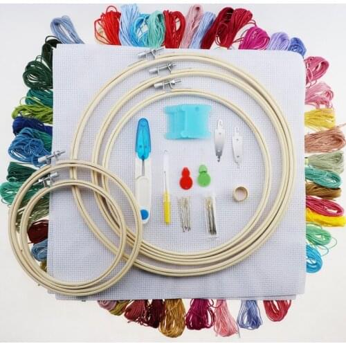 50Colors Skeins Embroidery Pen Needle Set Thread Punch Stitching Knitting Kit Women Mom DIY Sewing Accessories With Tweezer