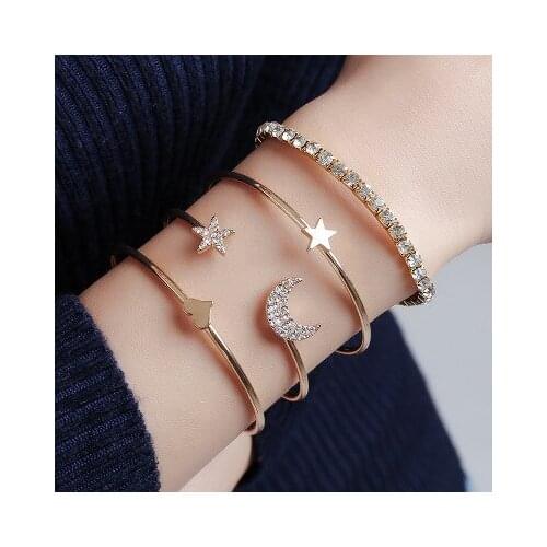 New fashion Simple star moon smooth bracelet For Women girl Accessories jewelry