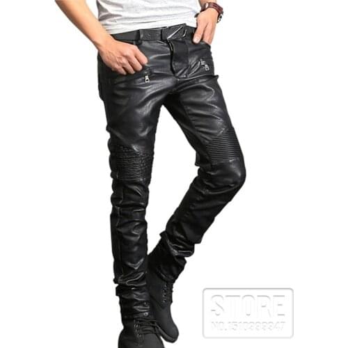 New AMU Motorbike PU Leather pants Moto Racing Waterproof Motorcycle Riding Protective Trousers