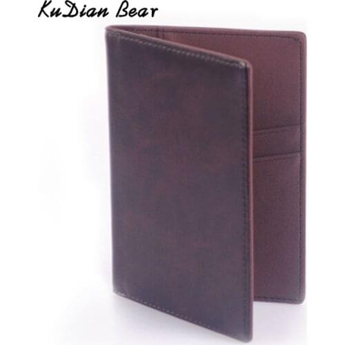 KUDIAN BEAR the Cover of Passport Cover Casual Business Card Holder Men Credit Card ID Holders Leather Card Bag BID021 PM49