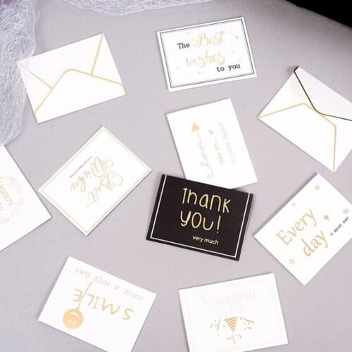 5Pcs/lot Bronzing Greeting Card Wedding Valentine Day Flower Message Blessing Card Birthday Party Decor Thank You Card