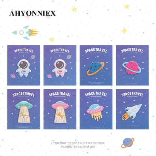 Space Travel Embroidery Patch Stickers Mobile Phone Shell Pad Hand Account Book Cartoon Iron On Patches for Clothes Dress Shoes