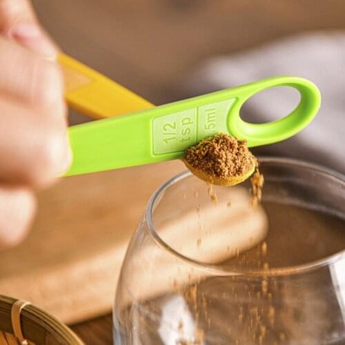 Food Grade 12-Piece Set Of Plastic Measuring Cups With Color Scales For Measuring Liquid And Solid Kitchen Baking Tools Spoon