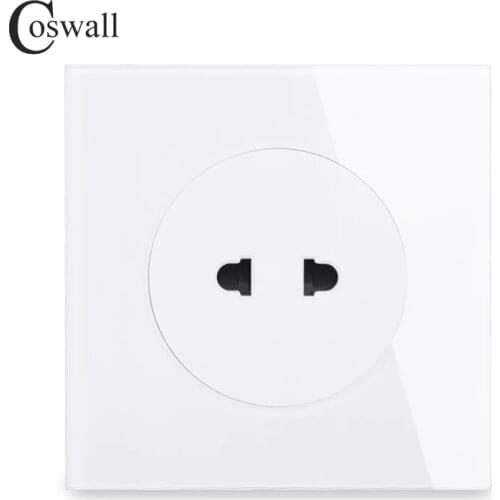 Coswall Crystal Glass Panel Universal 2 Hole Wall Power Socket Outlet 10A With Children Protective Door R11 series 250V