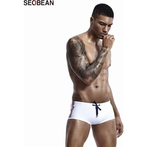 SEOBEAN Mens Swimming Suits Fashion Side Rainbow Swimwear Sportswear Hot Spring Spa Swimming Trunks