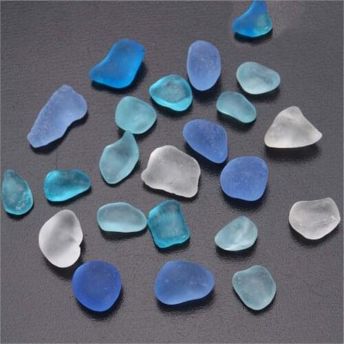 Sea Beach Glass Beads Bulk Blue Purple Jewelry Pendant Decor 10-16mm For Crafts jewelry DIY making or Home Garden Wedding decor