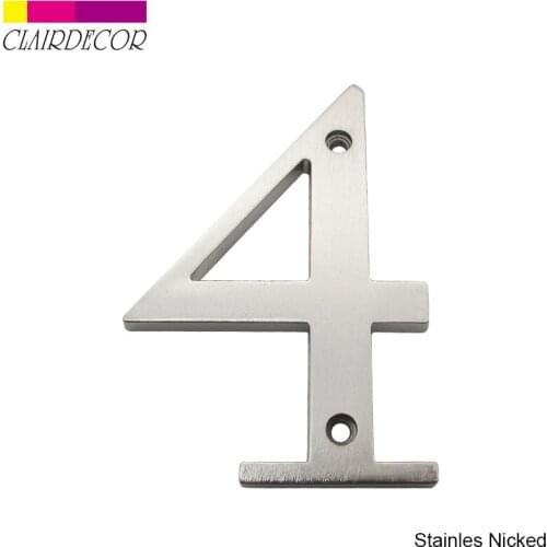 4 in Sold Zinc Modern House Number Hotel Home Door Number Outdoor Address Plaque Zinc Alloy Number for House Address Sign #4