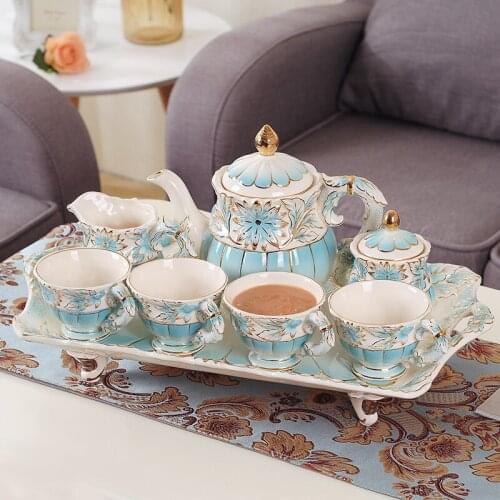 European-style household teapot with tray tea cup ceramic tea set 8-piece set