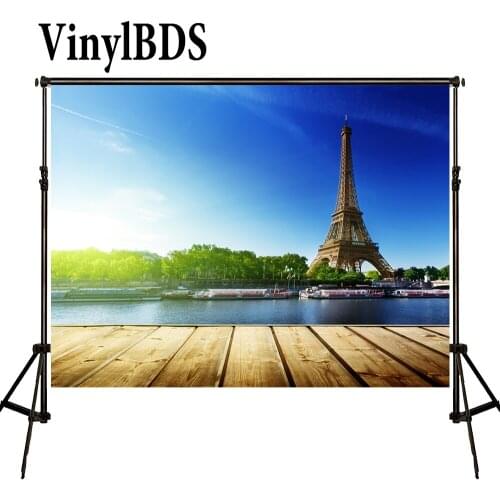VinylBDS Photography Backdrops Eiffel Tower Photo Studio Blue Sky Outdoor Wedding Background for Children props