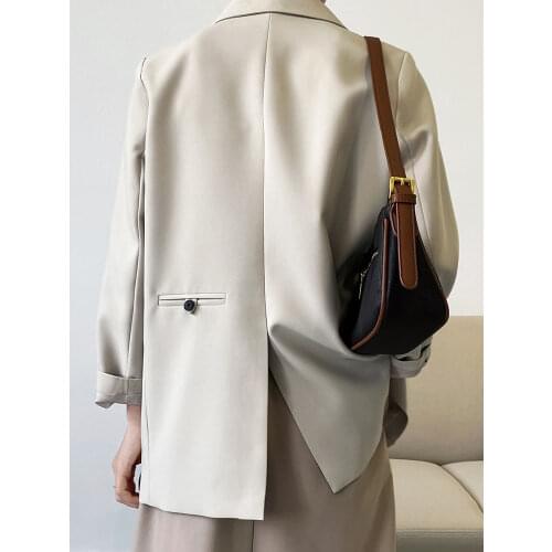 New Design Back Split Irregular Double Breasted Autumn Suit Coats Women Elegant Notched Collar Office Lady Work Blazer Jackets