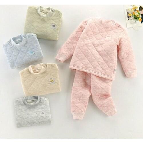 Winter Toddler Kid Colored Cotton Pajamas Sets Clothes Baby Boys Girls Cartoon Homewear Children Cotton-padded Pyjamas Sleepwear