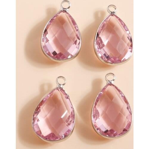 10pcs/lot 14*22mm Romantic Pink Crystal Pendants Charms for Earrings Bracelets Transparent Water Drop Charms Jewelry DIY Making