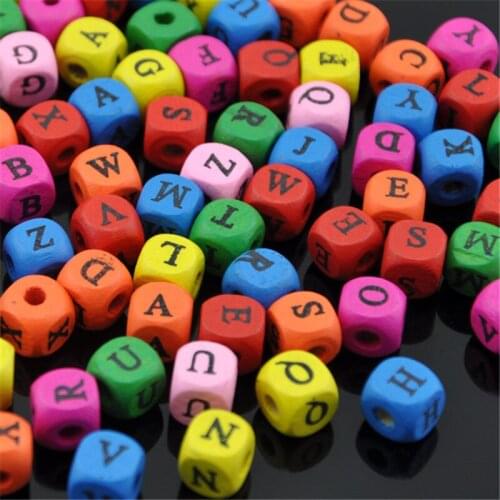 100Pcs Mix Color A-Z Alphabet/ Letter Wood Buttons DIY Craft Scrapbook Sewing Appliques 10x10x10mm WB150