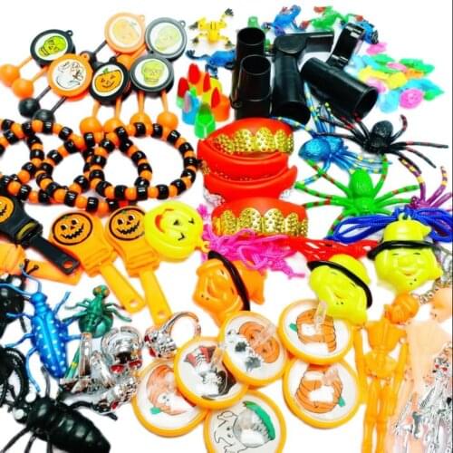 100pcs Halloween Mix-H400 Joke Trick Gag Loot Bag Toys boy Kids Birthday Party Favours Game Pinata carnival Favors Novelty Gift