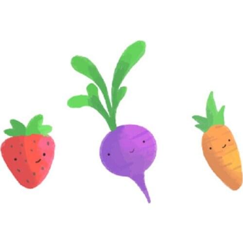 120MM×60MM Little Strawberry Carrot Purple Carrot Fruit Cute Simulation Tattoo Waterproof Tattoo Sticker