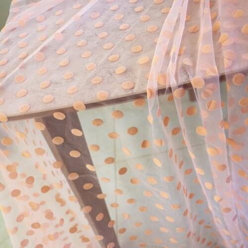 5 yards Peach Pink Polka Dot Tulle Fabric Flocked Polka Dot Tulle Soft Tulle Fabric With Flock Dots Velvet Dots Fabric Mesh
