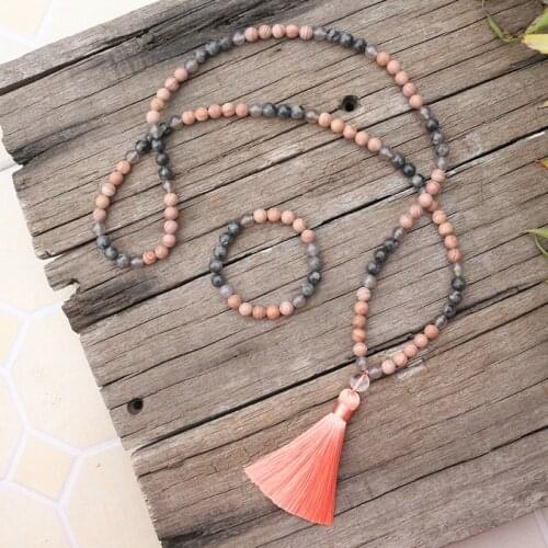 8mm Natural Stone Beads,Gray Onyx,Labradorite,Line Stone,JapaMala Sets,Spiritual Jewelry,Meditation,Inspirational,108 Mala Beads