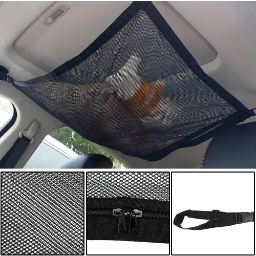 Car Ceiling Storage Net Pocket Universal Interior Accessories Net Bag Car Roof Storage Organizer Sundries Storage Bag Adjustable