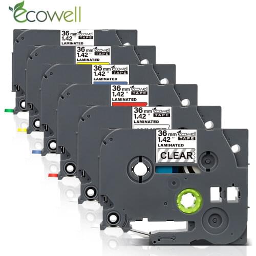 Ecowell Tze-261 tz261 tze 261 36mm tze label tape compatible for Brother p-touch printers Tze261 Printer Ribbons tze161 tze661