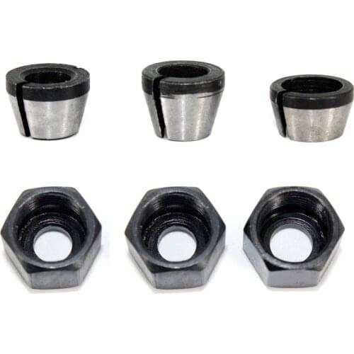 1/4'' 6MM 6.35MM 8MM Shank Milling Cutter Collet Chuck & Nut for Electric Woodworking Trimmer Wood Router Engraving Machine