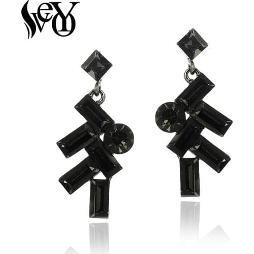 VEYO Geometry Crystal Dangle Earrings Gray Drop Earrings Fashion Accessories Jewelry For Women