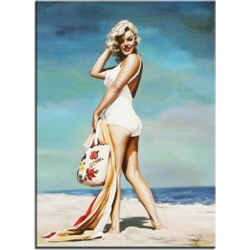 100%hand-painted oil painting Beach Sexy Real handiwork girl menglu Oil Painting