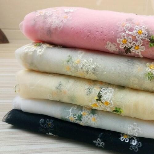 1Yard Flowers Embroidered Lace Tulle Fabric For Girls Womens Dress Clothing Sewing Net French Fabric DIY Lace Trim Lace Material