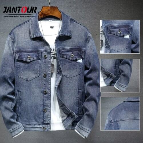 Men Clothing New Autumn Winter Jacket Men Fashion Retro Denim Jacket Thicken Single Breasted Turn-Down Collar Coat M-4XL