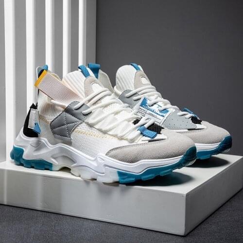 Mens Sneakers Trend Breathable Men Sport Shoes Luxury Fitness Running Shoes Outdoor Light Jogging Sneakers Knitted Mens Shoes