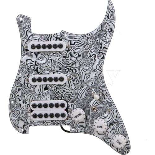 Yibuy Black White Zebra Color 3-ply SSH Electric Guitar Loaded Prewired Pickup Pickguard for Electric Guitar